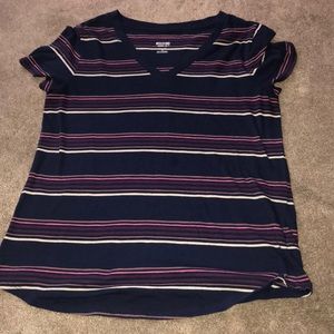 basic striped v-neck